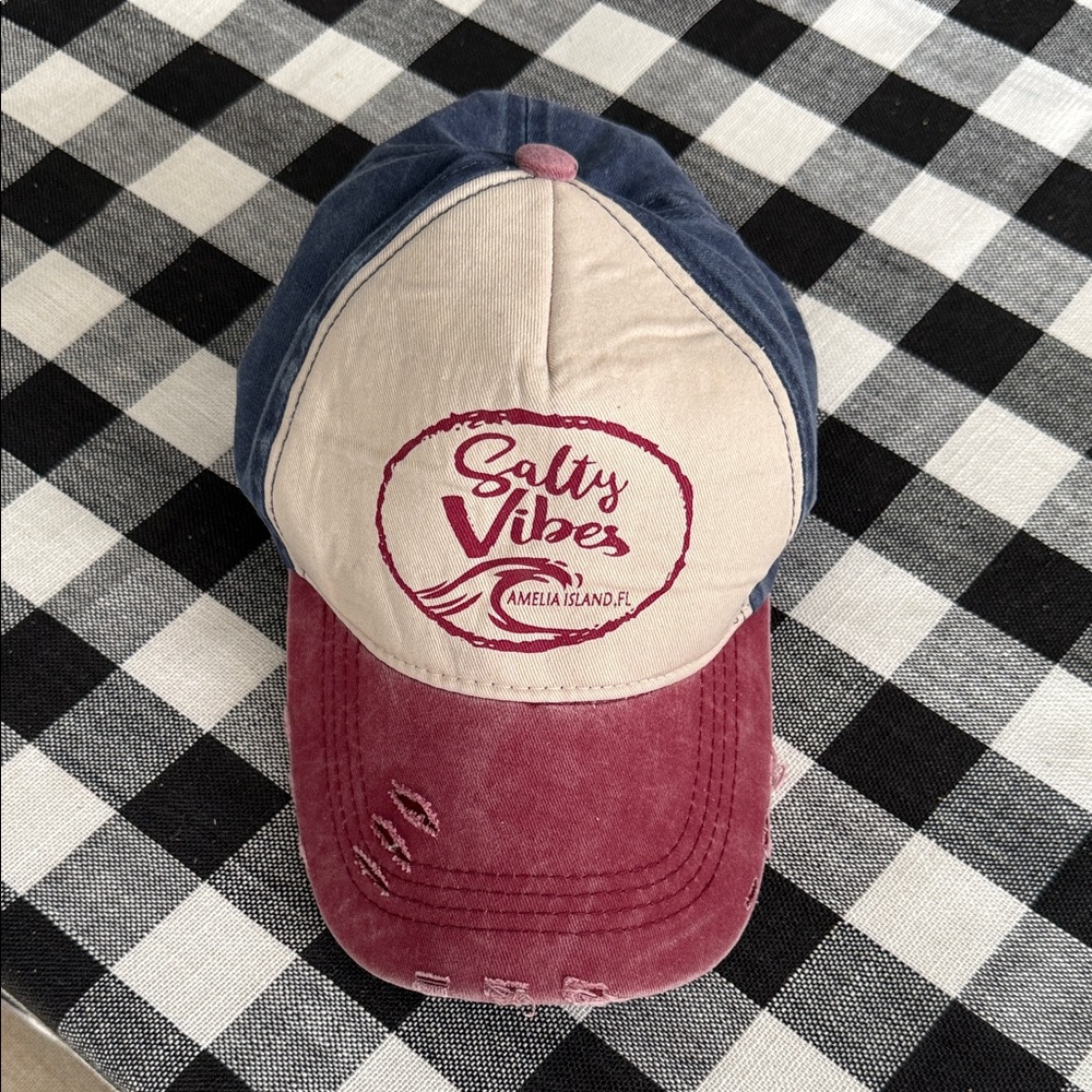 Salty Vibes Two-Tone Cap - Cream and Burgundy - Picture 1 of 9